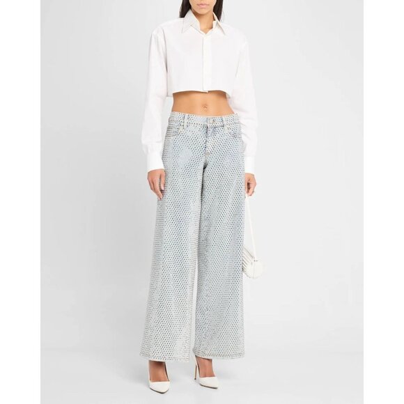 Alice + Olivia Trish Embellished Sierra Blue Jeans 28 NWT $795 - Picture 6 of 10